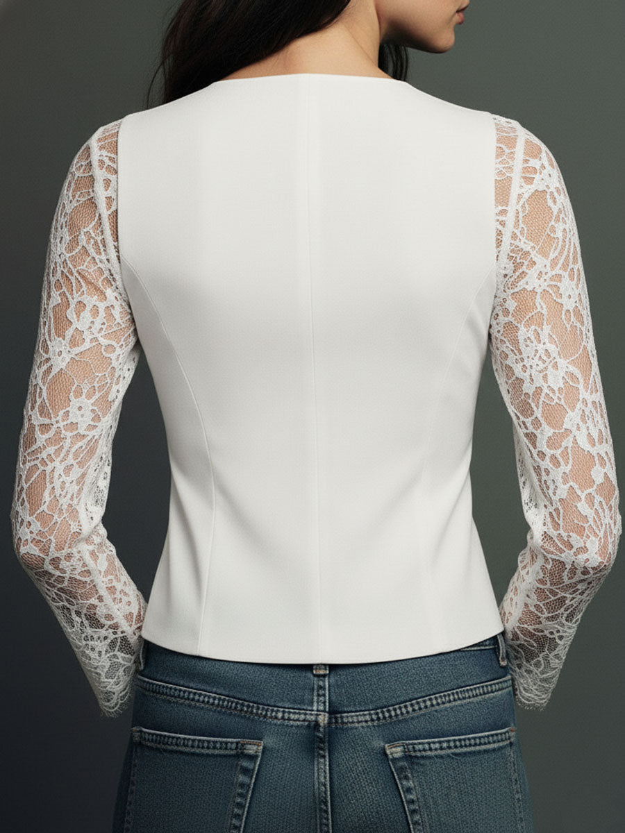 Claudia | Blazer noir avec dentelle