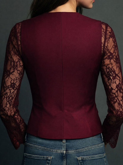 Claudia | Blazer noir avec dentelle