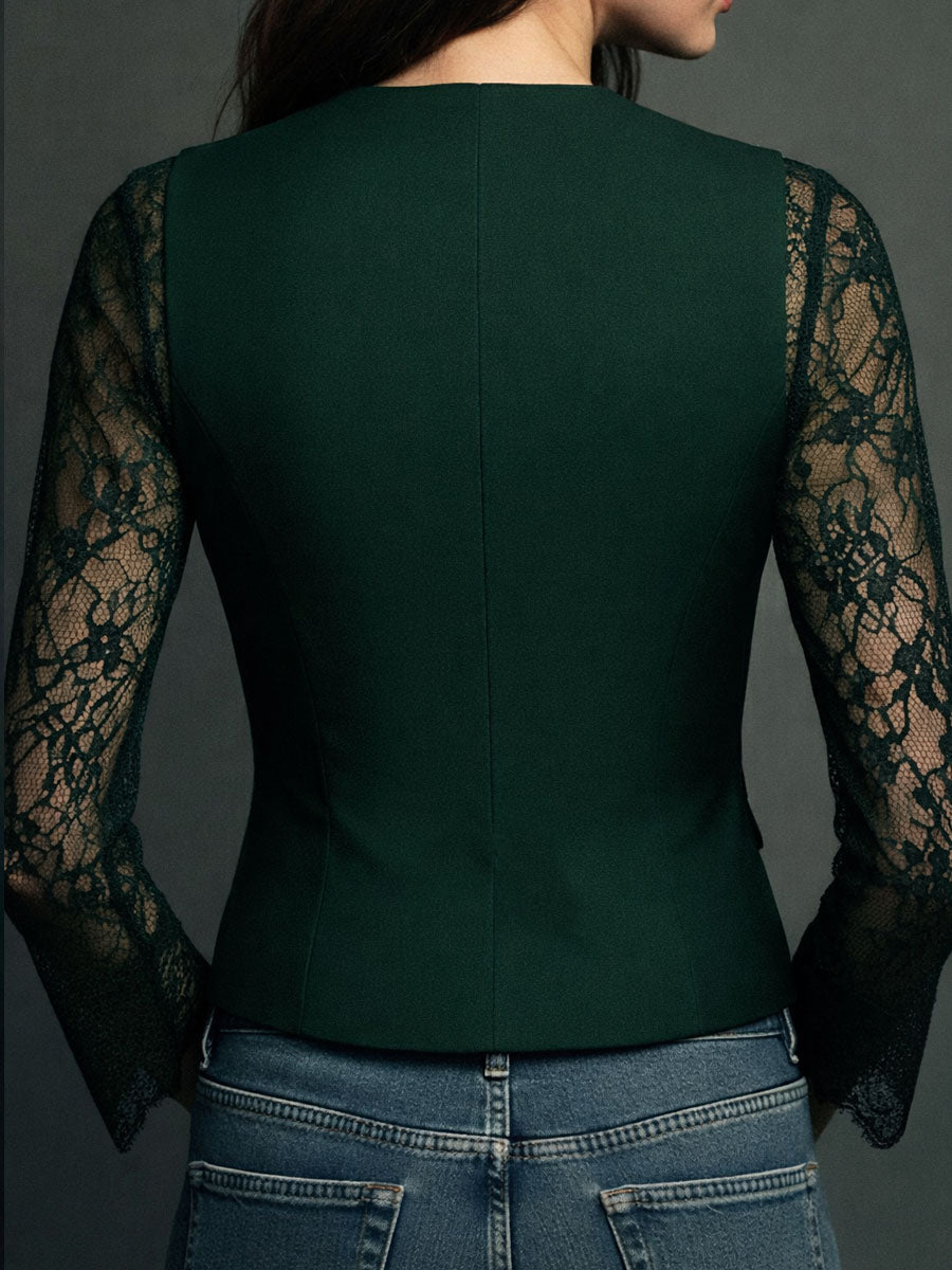 Claudia | Blazer noir avec dentelle