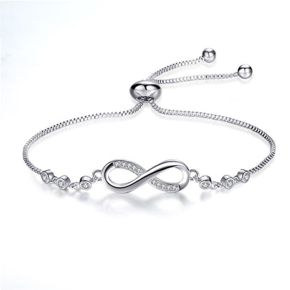 Pulsera ajustable chic en oro rosa con forma de infinito