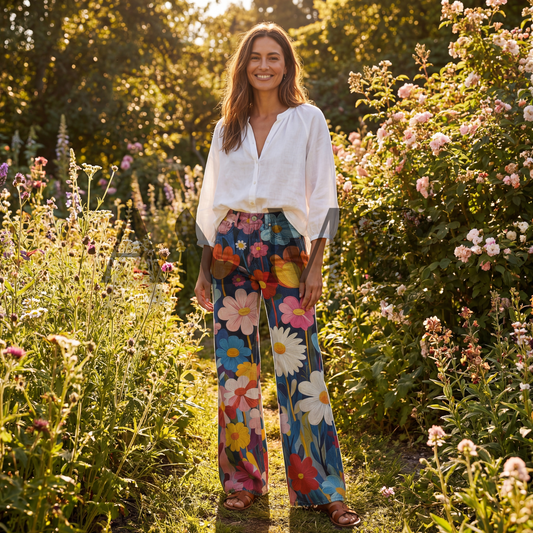Pantalon fleuri Couleur