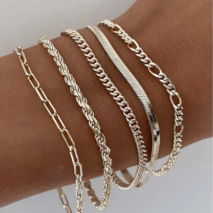 Set de 5 pulseras de oro