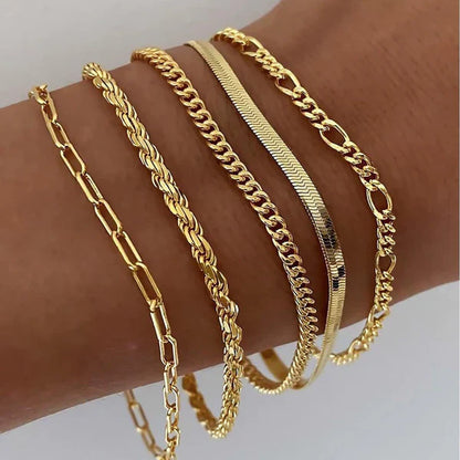Set de 5 pulseras de oro