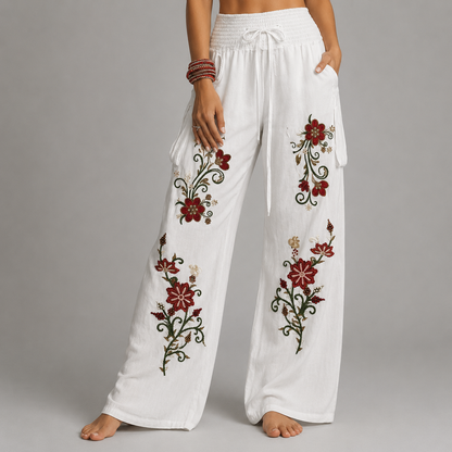 Pantalones Casuales Florales de Tiro Alto