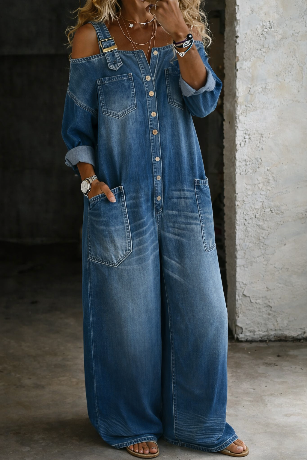 Sophia | Combinaison en jean sans bretelles