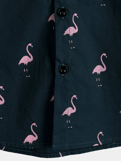 Camisa Hawaiana Flamencos Tropical