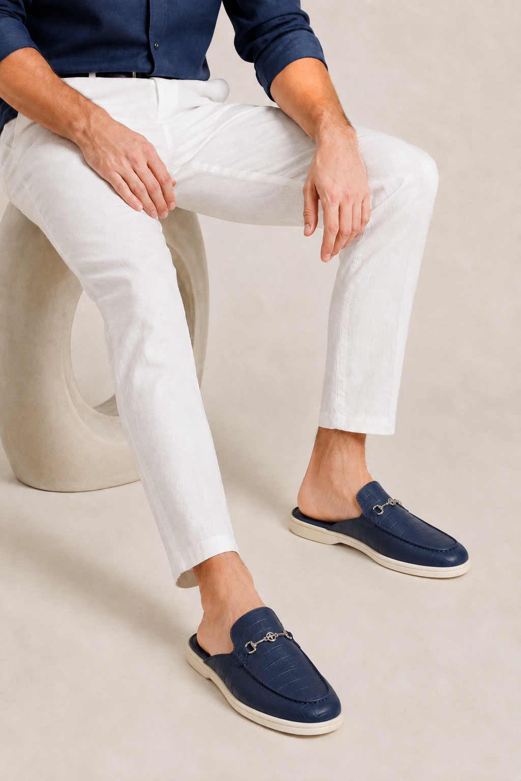 Croco Mule Azul marino