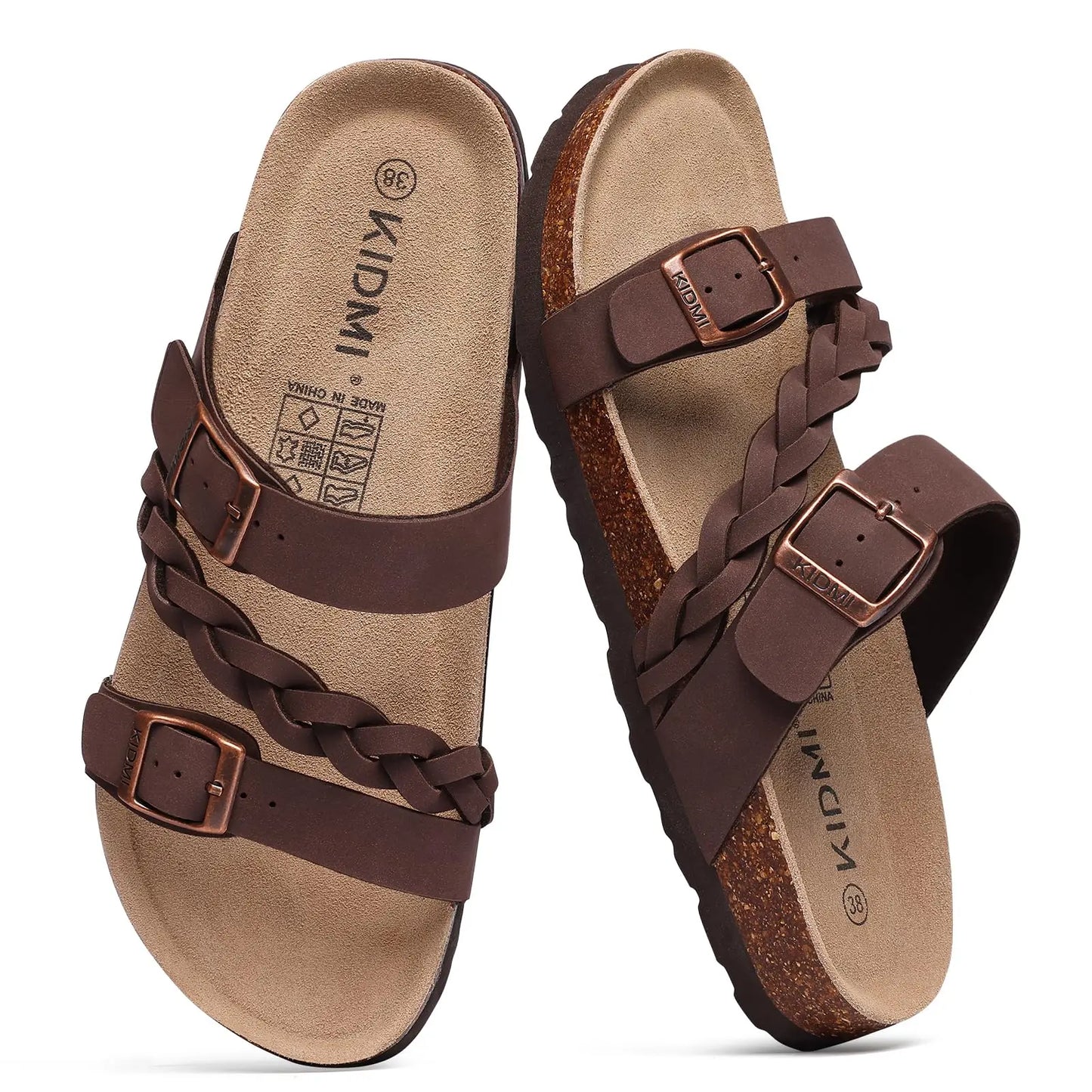 Sandalias de Corcho con Hebilla y Soporte de Arco