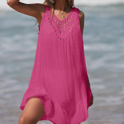 Vestido Crochet Escote V Espalda Descubierta
