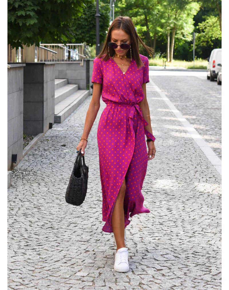 Robe midi fleurie rose