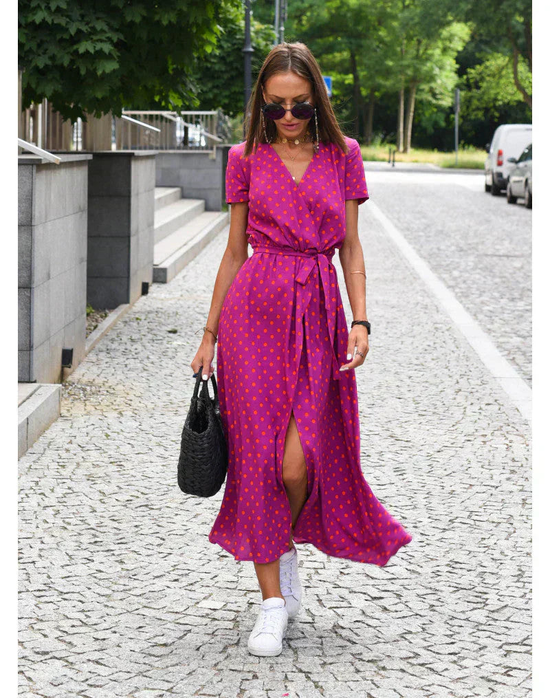 Robe midi fleurie rose