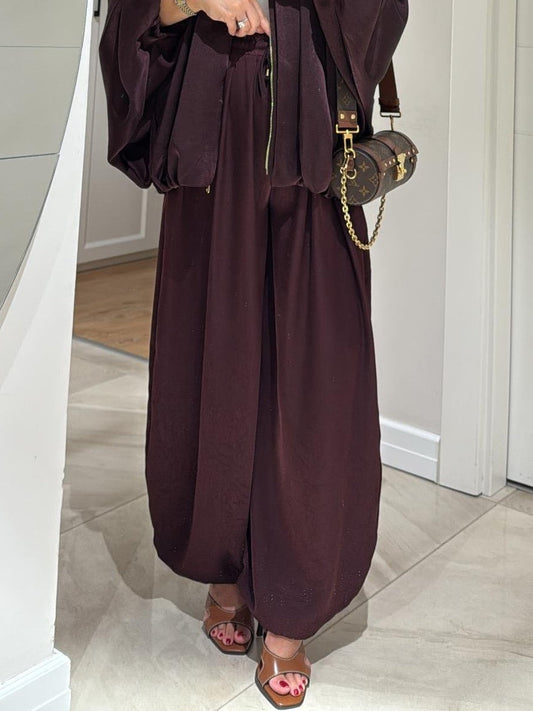 Pantalones Casuales Anchos Con Cordón Marrón