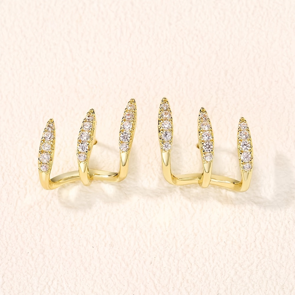 Pendientes elegantes con strass de tres garras