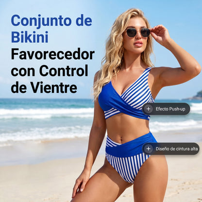 Bikini de dos piezas con control de abdomen - Azul