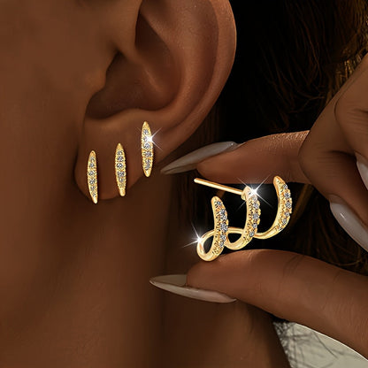 Pendientes elegantes con strass de tres garras