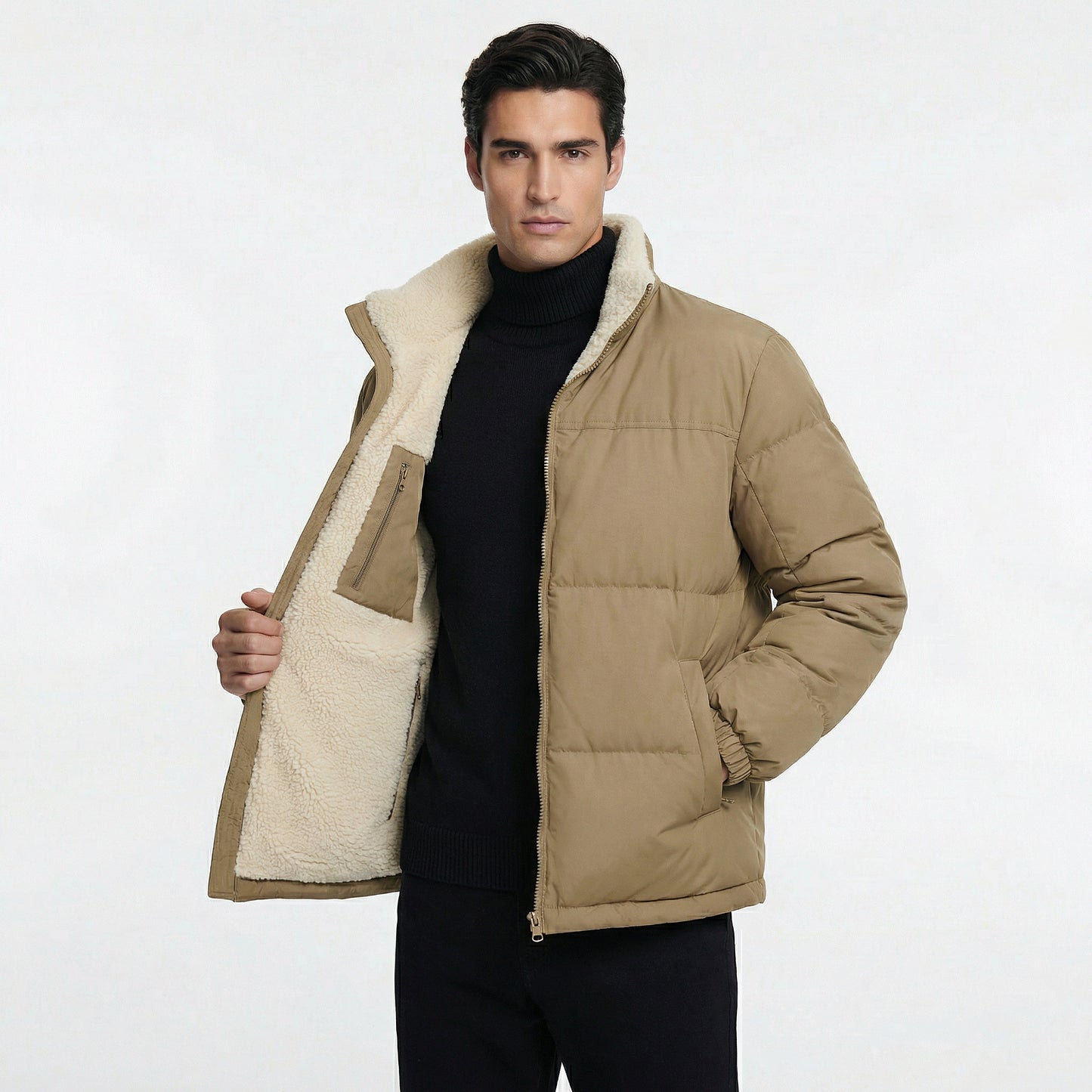 Chaqueta Elegante Reversible con Forro Polar