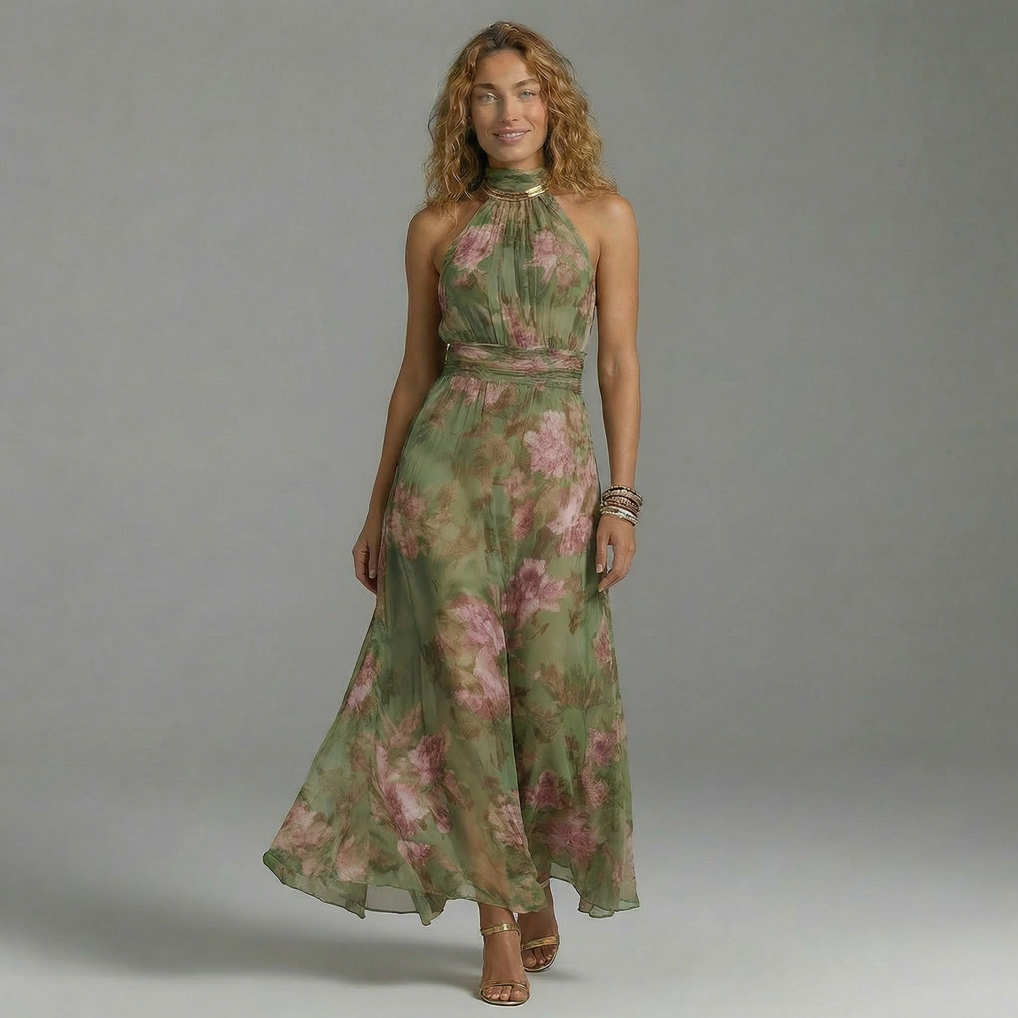 Livia | Vestido Maxi Halter Floral