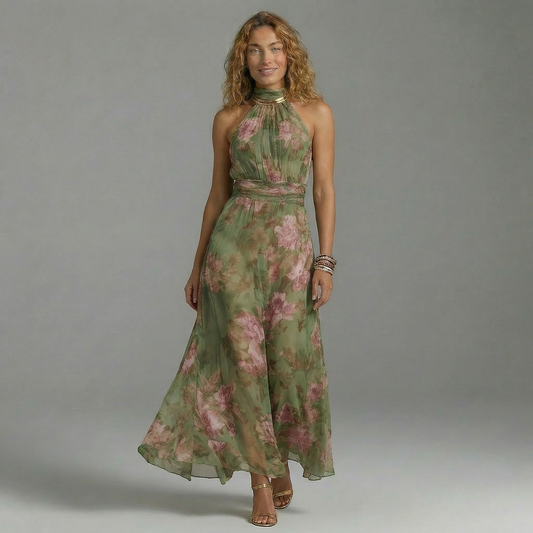 Livia | Vestido Maxi Halter Floral