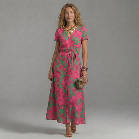 Vestido Midi Floral Rosa