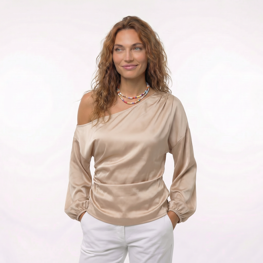 Blusa Satinada Asimétrica
