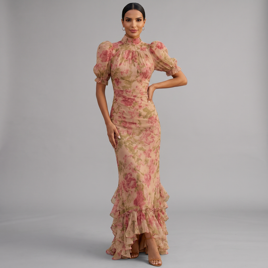 Rosario | Vestido Largo Floral de Chiffón