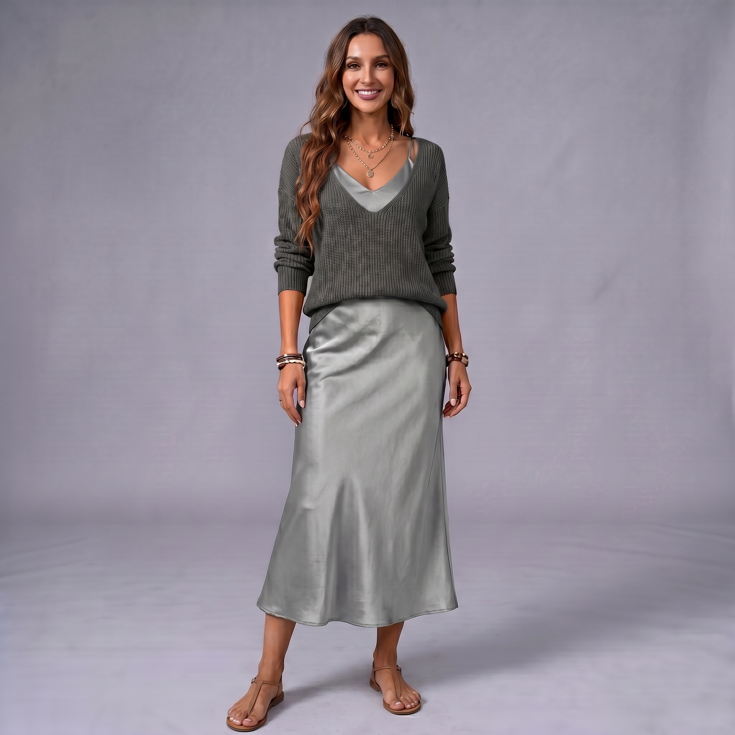 Elena | Vestido Satinado Midi