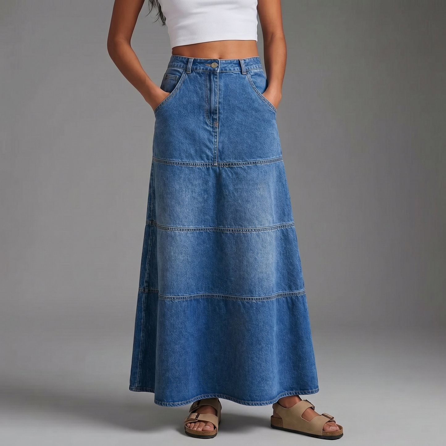Mary | Jupe en jean mi-longue