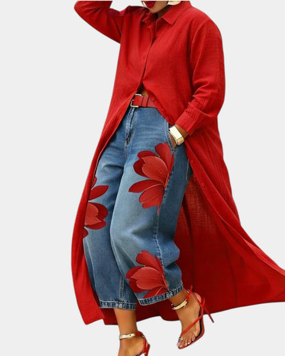 Céliane | Conjunto Vestido y Pantalón de Jean Ancho