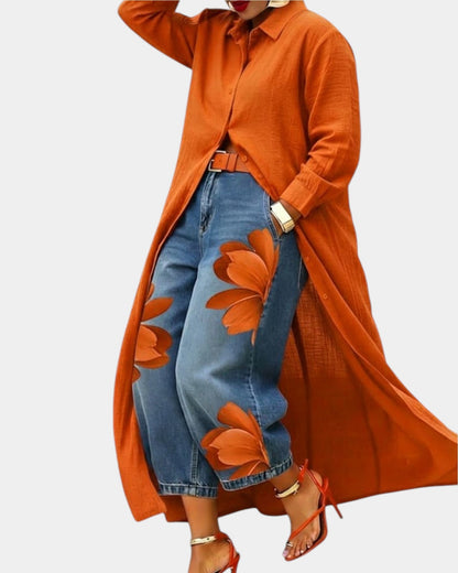 Céliane | Conjunto Vestido y Pantalón de Jean Ancho