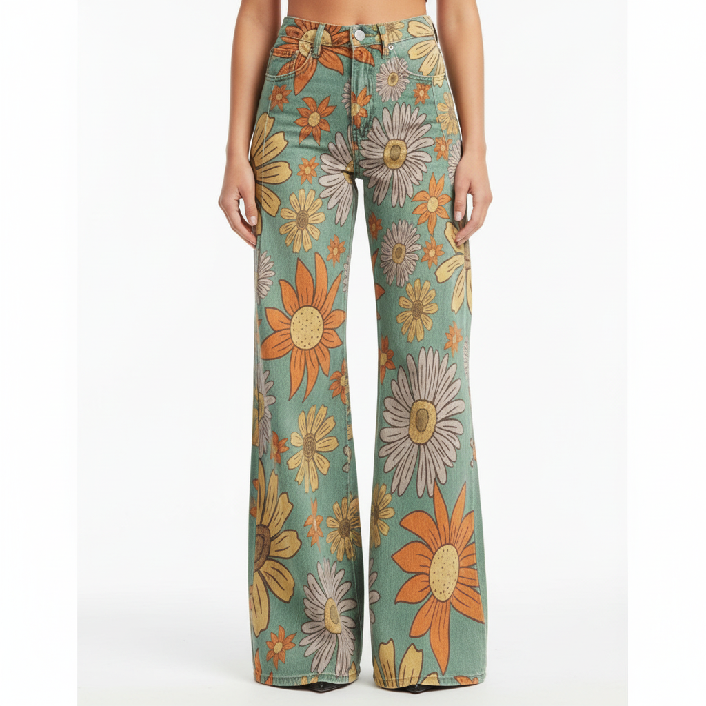 Pantalones verde con flores