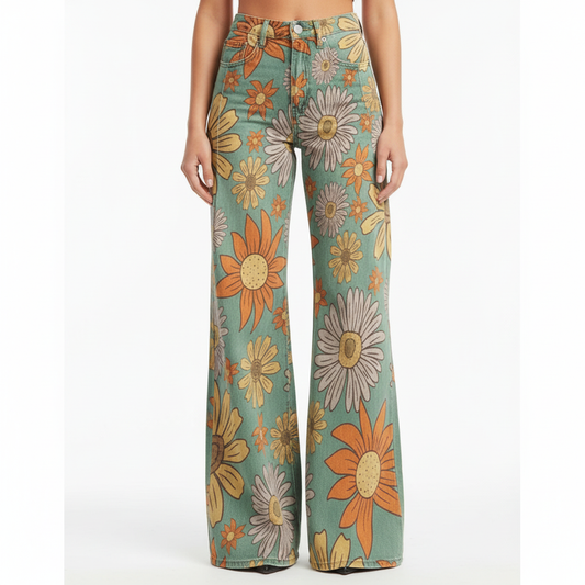 Pantalones verde con flores