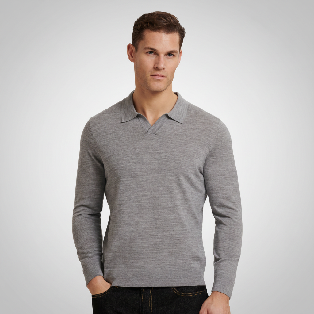 Polo merino gris vista completa mejorado