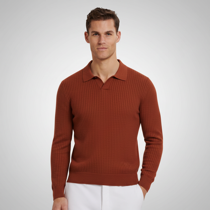Polo merino rojo ladrillo vista completa mejorado