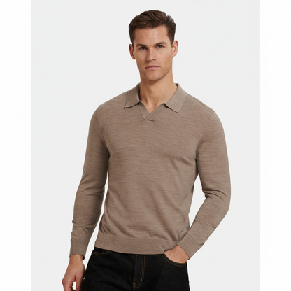 Polo merino taupe vista completa mejorado