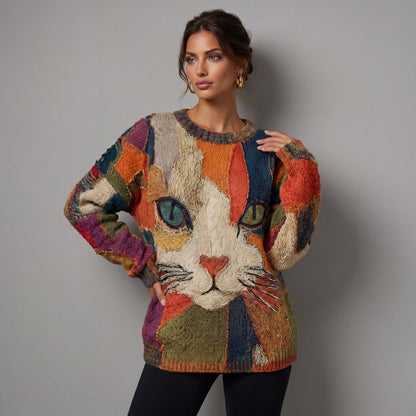 Suéter Artístico Gato Creativo