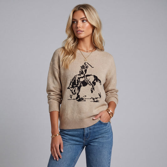 Pull en jean décontracté beige