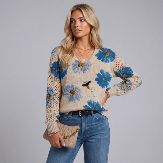 Pull élégant avec motif floral