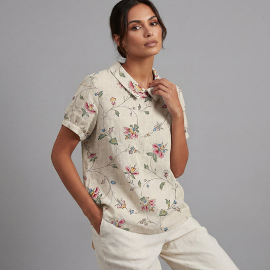 Haut élégant à motif floral