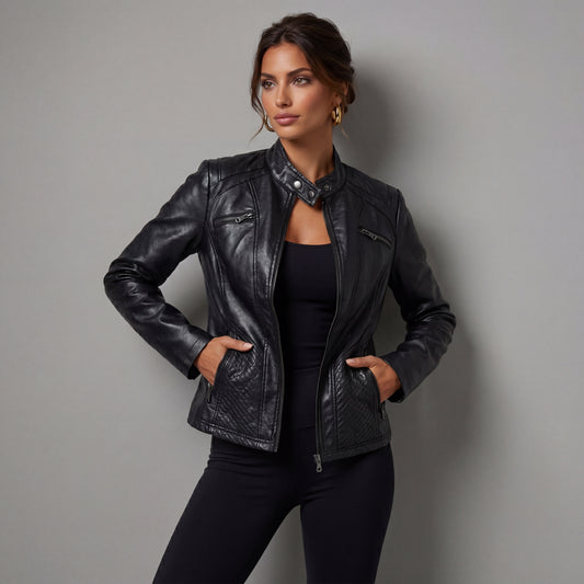 Blouson en similicuir ajusté