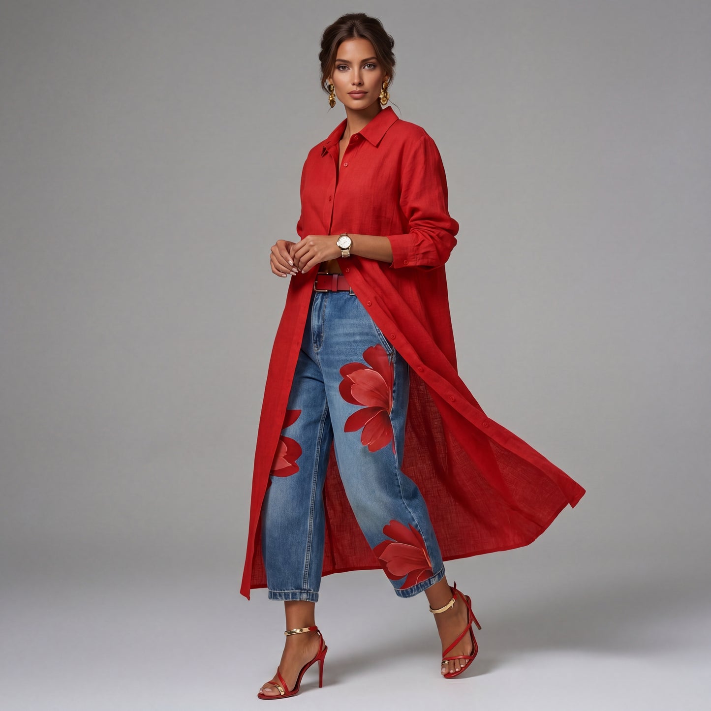 Céliane | Conjunto Vestido y Pantalón de Jean Ancho