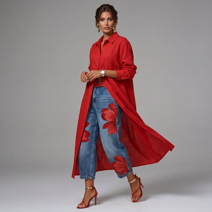 Céliane | Conjunto Vestido y Pantalón de Jean Ancho