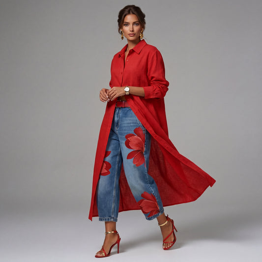 Céliane | Ensemble Robe et Pantalon Large en Jean