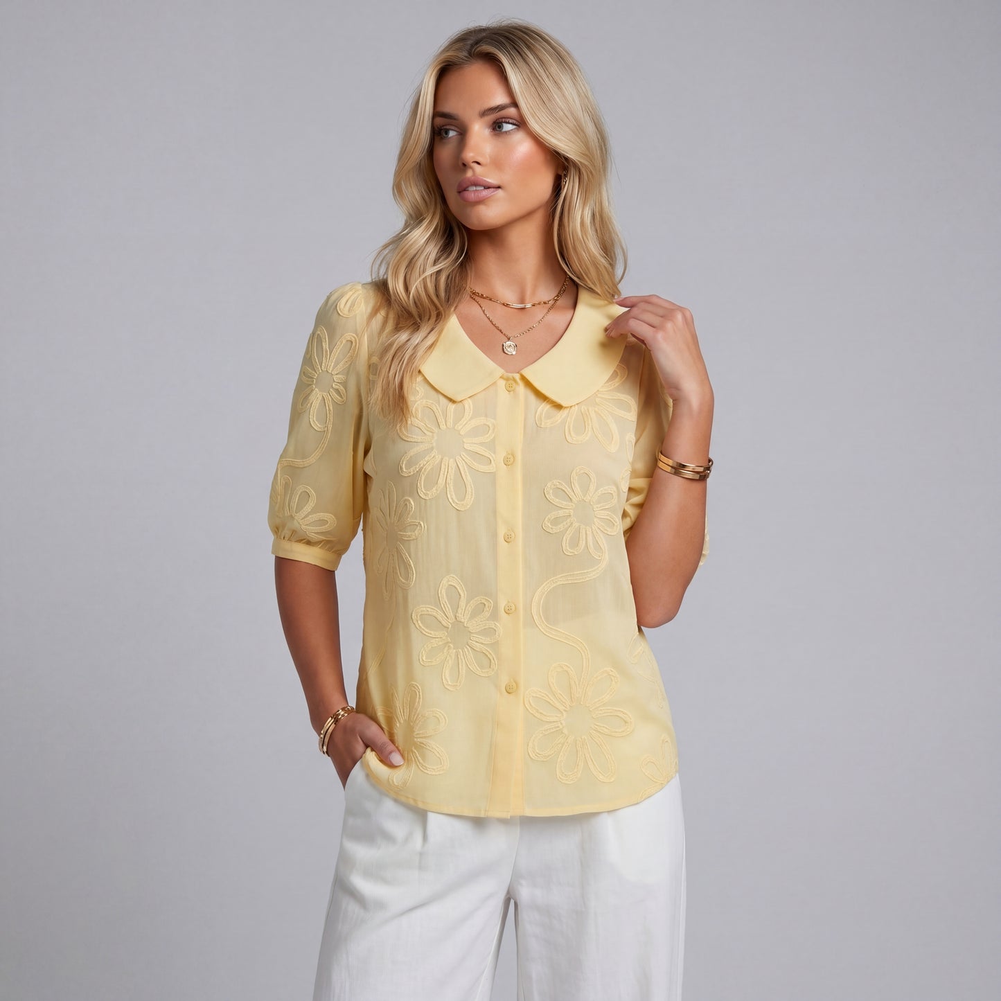 Blusa Bordada Floral