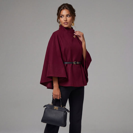 Cape élégante avec ceinture de type poncho