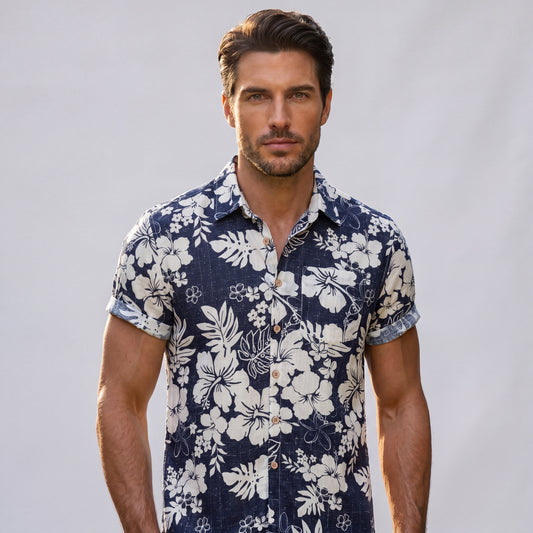 Chemise vintage fleurie île