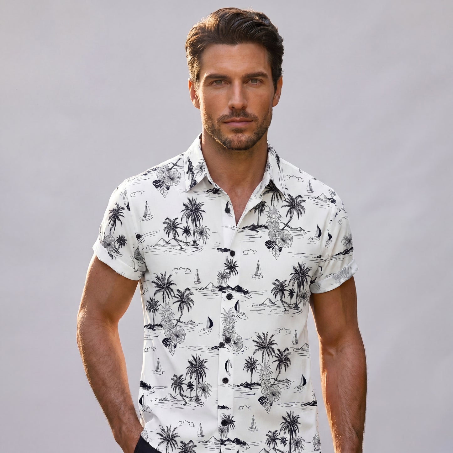 Chemise Hawaïenne Tropicale Ananas et Palmiers