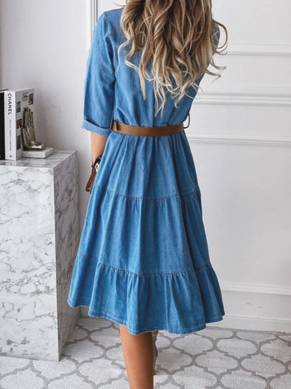 Barbara | Vestido Casual Elegante en Denim
