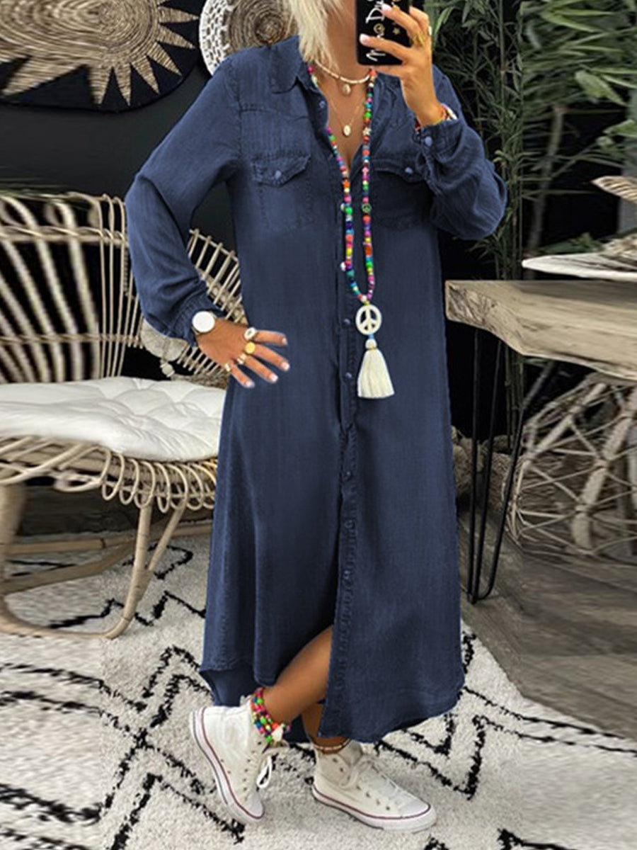 Helen | Robe chemise en jean, décontractée et élégante