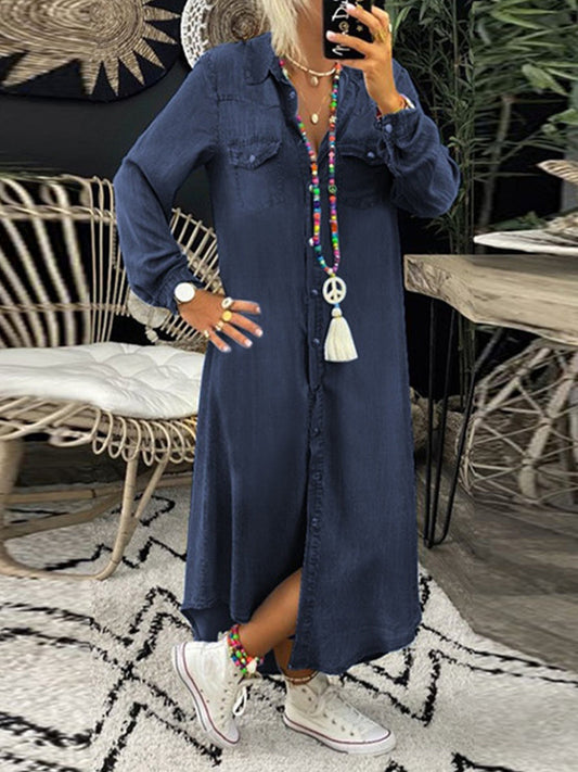 Helen | Vestido tipo camisa de denim, casual y elegante