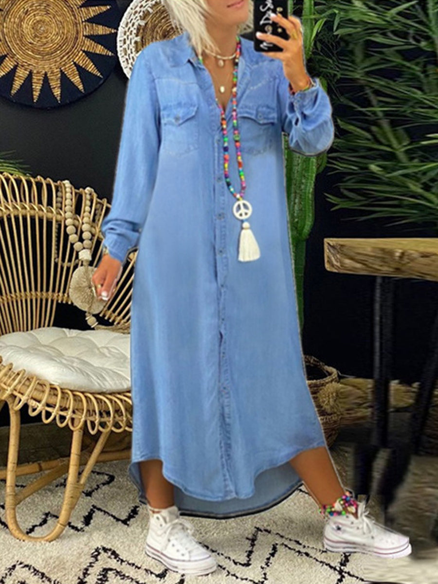 Helen | Robe chemise en jean, décontractée et élégante